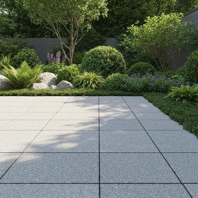 Granite paving stones in a modern garden setting